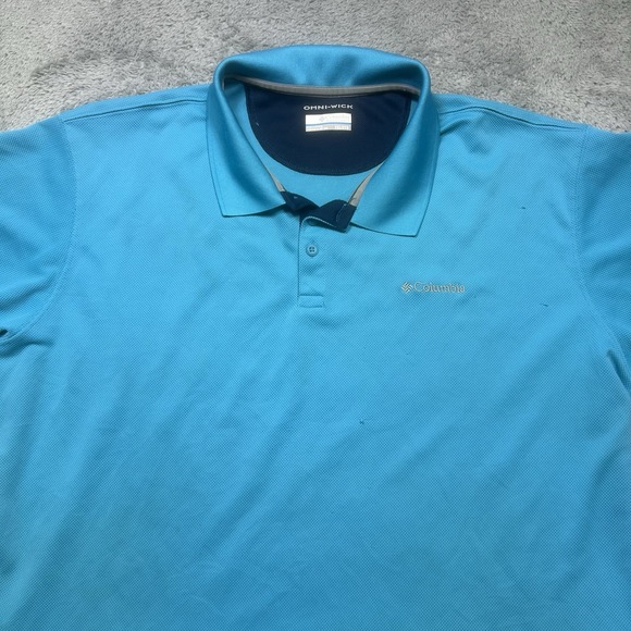 Columbia Utilizer Polo Shirt Men's 2XL Blue Short‎ Sleeve Omni-Wick *PULLS - Picture 3 of 12
